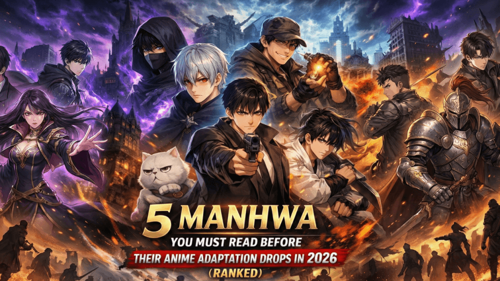 Best Manhwa Anime Adaptations 2026 featuring Dark Moon and Eleceed characters